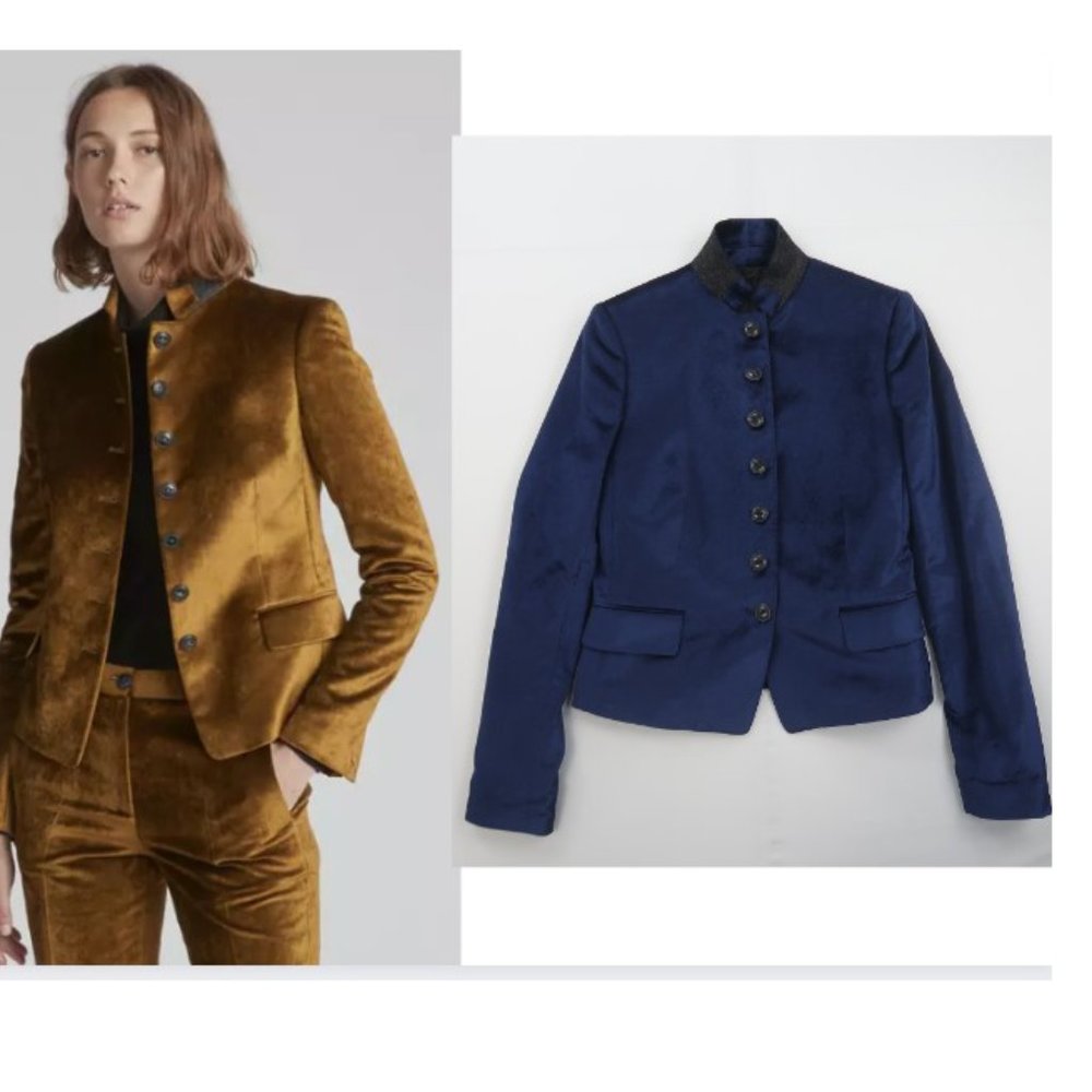 Rag & Bone REI Velvet Blazer Jacket Blue Size 2